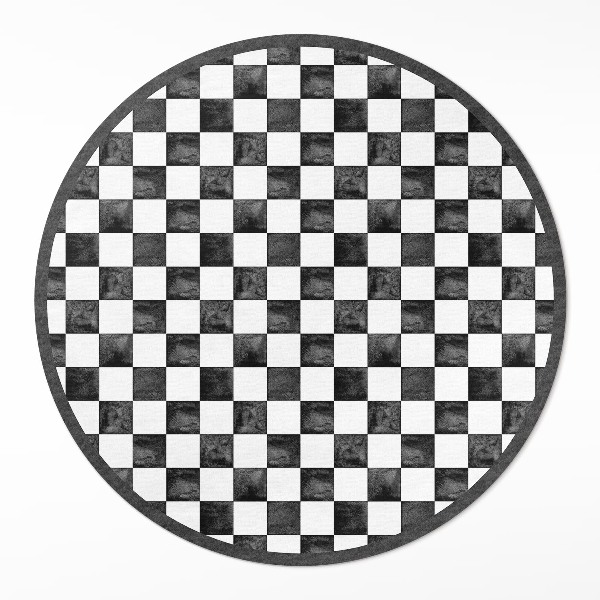 Kulatý vinylový koberec Kamenná šachovnice monochromatická