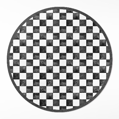 Kulatý vinylový koberec Kamenná šachovnice monochromatická