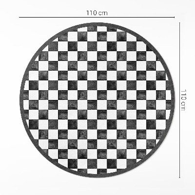 Kulatý vinylový koberec Kamenná šachovnice monochromatická