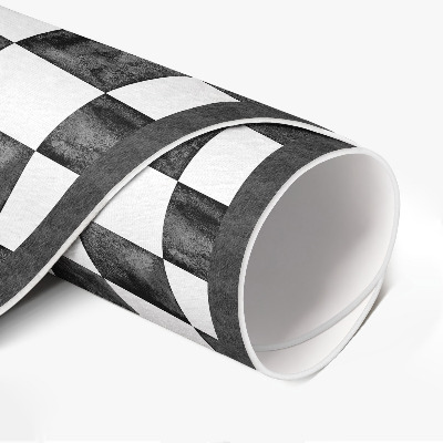 Kulatý vinylový koberec Kamenná šachovnice monochromatická