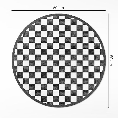 Kulatý vinylový koberec Kamenná šachovnice monochromatická