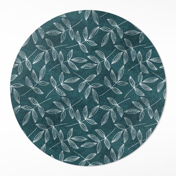 Kulatý vinylový koberec Minimalistické větvičky s listy boho