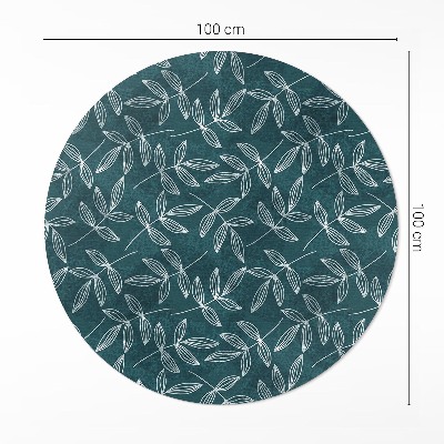 Kulatý vinylový koberec Minimalistické větvičky s listy boho
