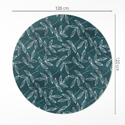 Kulatý vinylový koberec Minimalistické větvičky s listy boho
