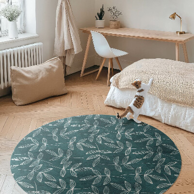 Kulatý vinylový koberec Minimalistické větvičky s listy boho
