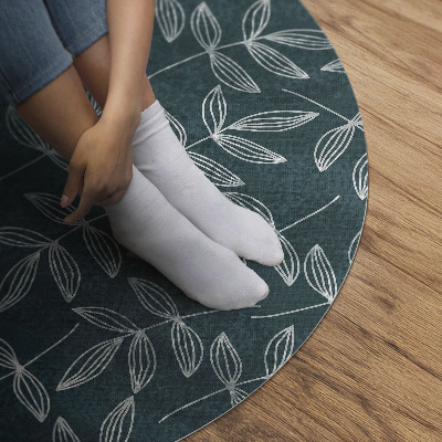 Kulatý vinylový koberec Minimalistické větvičky s listy boho