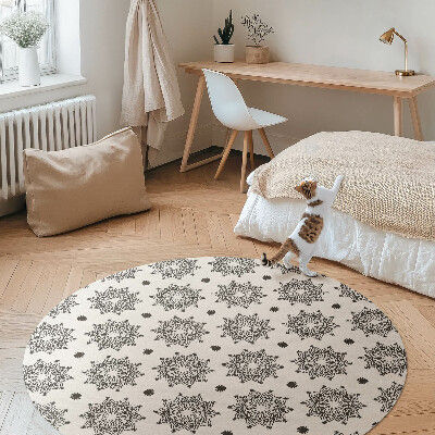 Kulatý vinylový koberec Malé mandaly orientální vzor boho