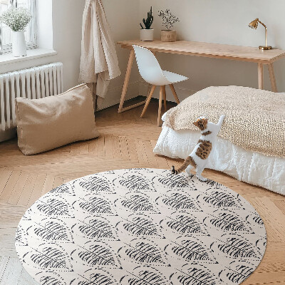 Kulatý vinylový koberec Boho listy pravidelný vzor
