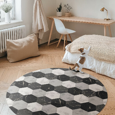 Kulatý vinylový koberec Kamenná mozaika z mramoru
