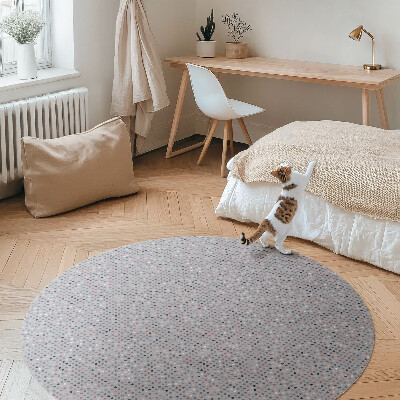 Kulatý vinylový koberec Barevné tečky detaily retro
