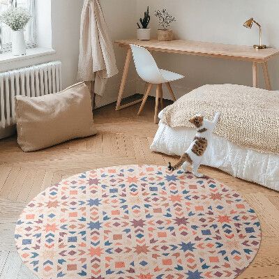 Kulatý vinylový koberec Pastelové hvězdy a šipky vzor vintage