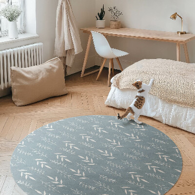 Kulatý vinylový koberec Minimalistická ilustrace větvičky a lístky