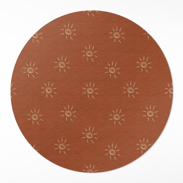 Kulatý vinylový koberec Vzor se sluncem styl boho vintage