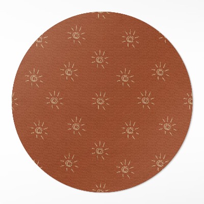Kulatý vinylový koberec Vzor se sluncem styl boho vintage