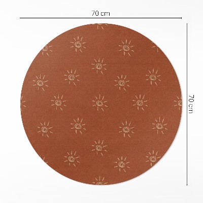 Kulatý vinylový koberec Vzor se sluncem styl boho vintage