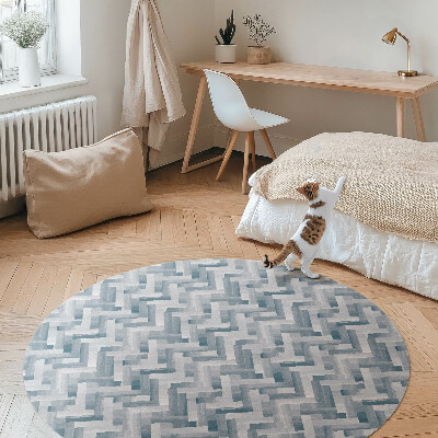 Kulatý vinylový koberec Malovaný parket vzor rybí kost