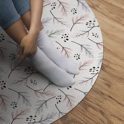 Kulatý vinylový koberec Pastelové jemné rostliny ve stylu boho