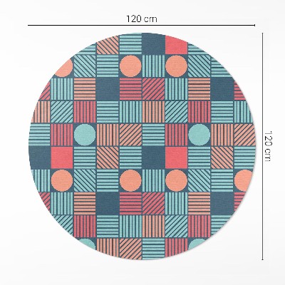 Kulatý vinylový koberec Retro vintage geometrický vzor
