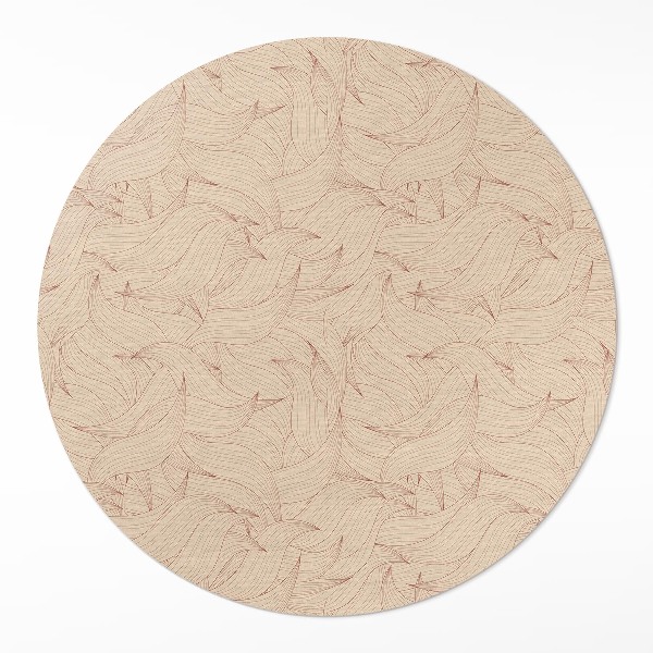 Kulatý vinylový koberec Lineární podzimní listy styl boho