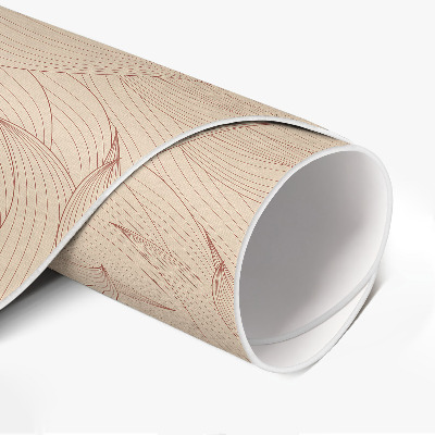 Kulatý vinylový koberec Lineární podzimní listy styl boho
