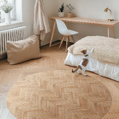 Kulatý vinylový koberec Krásný dřevěný parket podlahový rybí kost