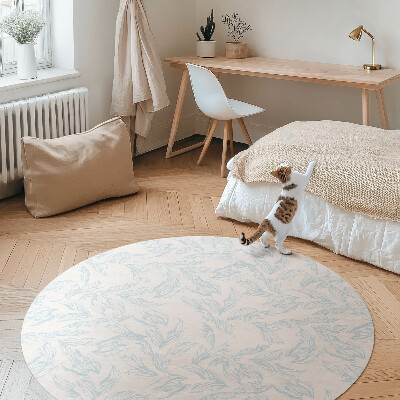 Kulatý vinylový koberec Skica elegantních listů vintage