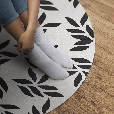 Kulatý vinylový koberec Minimalistický vzor lístků