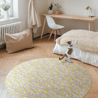 Kulatý vinylový koberec Polní louka drobné kvítky boho