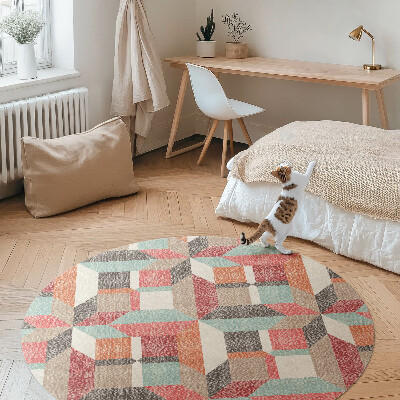 Kulatý vinylový koberec Opotřebovaný geometrický vzor