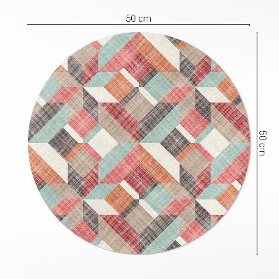 Kulatý vinylový koberec Opotřebovaný geometrický vzor