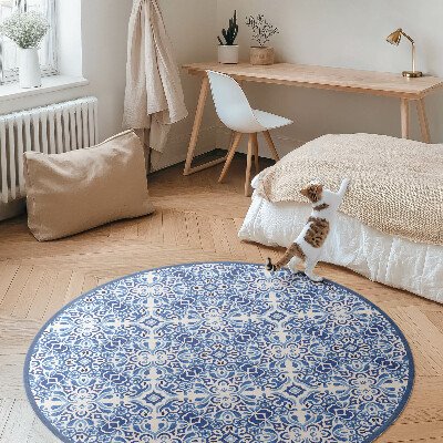 Kulatý vinylový koberec Portugalské ornamentální dlaždice