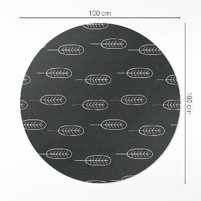 Kulatý vinylový koberec Minimalistické listy boho