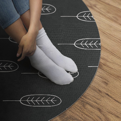 Kulatý vinylový koberec Minimalistické listy boho