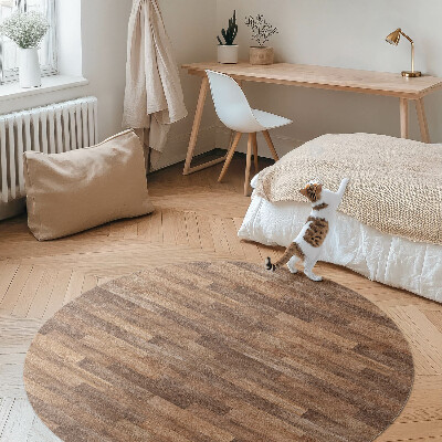 Kulatý vinylový koberec Stylový dřevěný parket podlahový