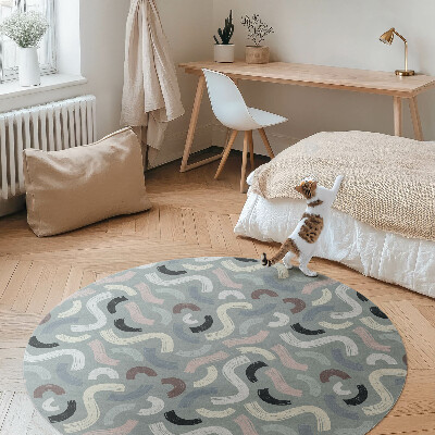 Kulatý vinylový koberec Abstraktní retro linie