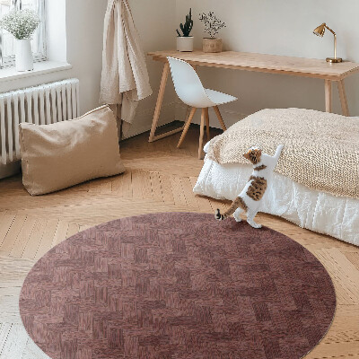 Kulatý vinylový koberec Pletený parket módní rybí kost