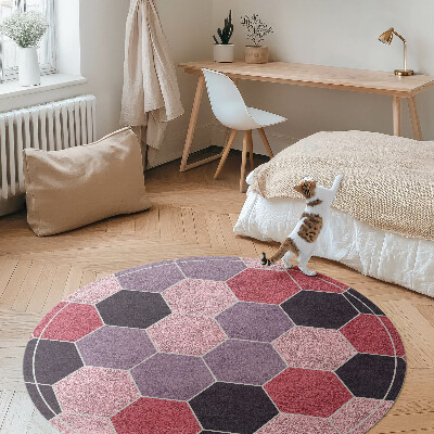 Kulatý vinylový koberec Dlaždice hexagony imitace plyše