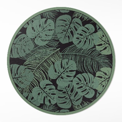 Kulatý vinylový koberec Ilustrace tropických rostlin monstera