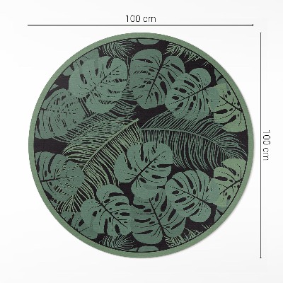 Kulatý vinylový koberec Ilustrace tropických rostlin monstera