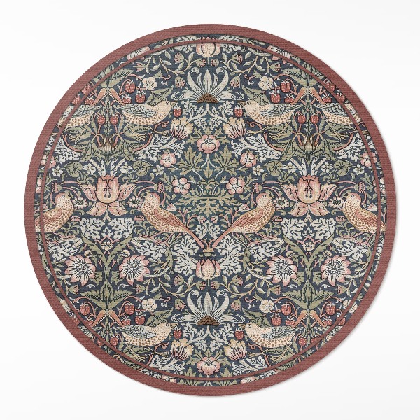 Kulatý vinylový koberec Zloděj jahod William Morris