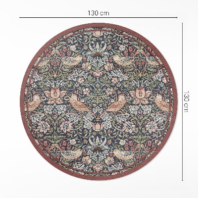 Kulatý vinylový koberec Zloděj jahod William Morris