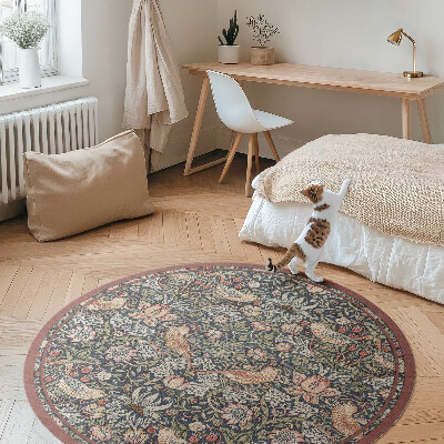 Kulatý vinylový koberec Zloděj jahod William Morris
