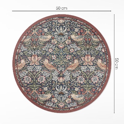 Kulatý vinylový koberec Zloděj jahod William Morris