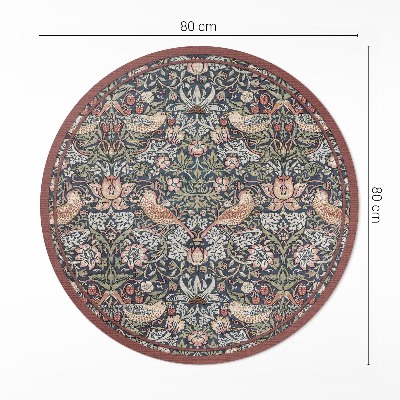 Kulatý vinylový koberec Zloděj jahod William Morris