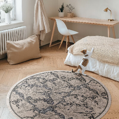 Kulatý vinylový koberec Abstraktní krásné květiny