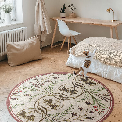 Kulatý vinylový koberec Rostlinný vzor ozdobný