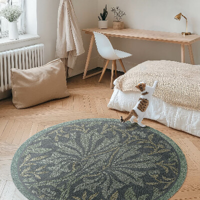 Kulatý vinylový koberec Rostlinné a květinové ornamenty