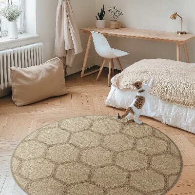 Kulatý vinylový koberec Imitace textilie v hexagonech