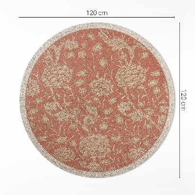 Kulatý vinylový koberec Vyšívané květiny ve vintage stylu