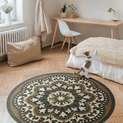 Kulatý vinylový koberec Centrální rostlinný vzor
